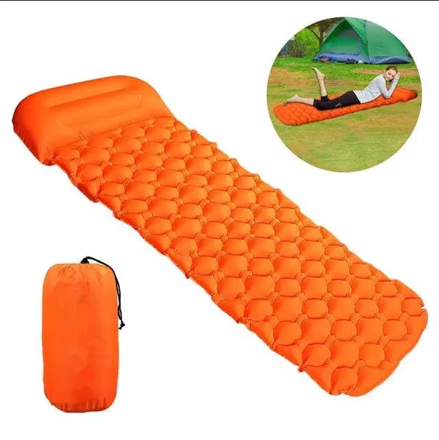 Lub teeb yuag TPU Waterproof Ultralight Air Mattress Mat Nrog Pillow Insulated Cua Mat Sab nraum zoov Inflatable Pw tsaug zog ncoo