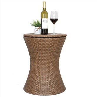 Txias Bar Ice Cooler Adjustable Rattan Table Sab nraum zoov Patio Party Pas Dej Backyard