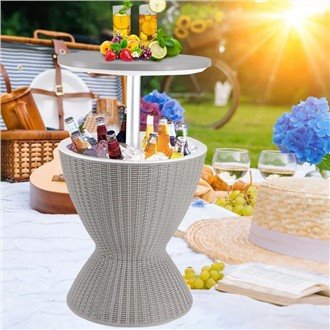 Txias Bar Patio Rooj Tog Txias Txias Bar Rooj, 8 Gallon Kub Tub Sab Rooj ntxiv rau Caw Txias Ntxiv Ntxiv Lub Rooj Kas Fes