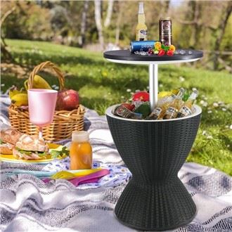 Imitated Rattan Style Adjustable Qhov siab Ice thoob Rau Sab nraum zoov Patio Poolside Deck Party