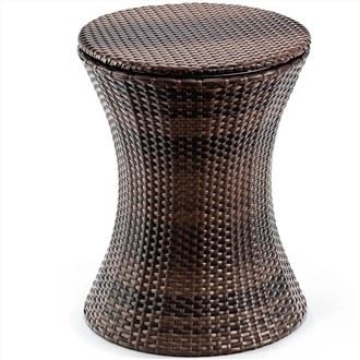 Rattan Style Sab nraum zoov Patio Txias Rooj Ntawm Hlau Ncej Ice Bucket Deck Pool Party